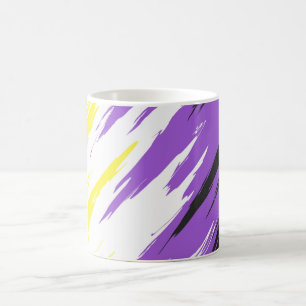 Caneca De Café Bandeira do Orgulho Não Binário Abstrata