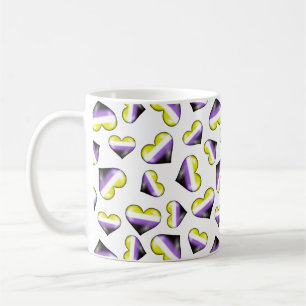 Caneca De Café Bandeira do Orgulho Não Binário Coração Café Mug