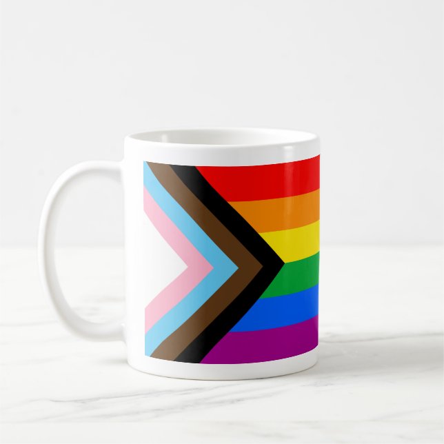 Caneca De Café Bandeira do Orgulho Progressivo LGBTQ+ (Esquerda)
