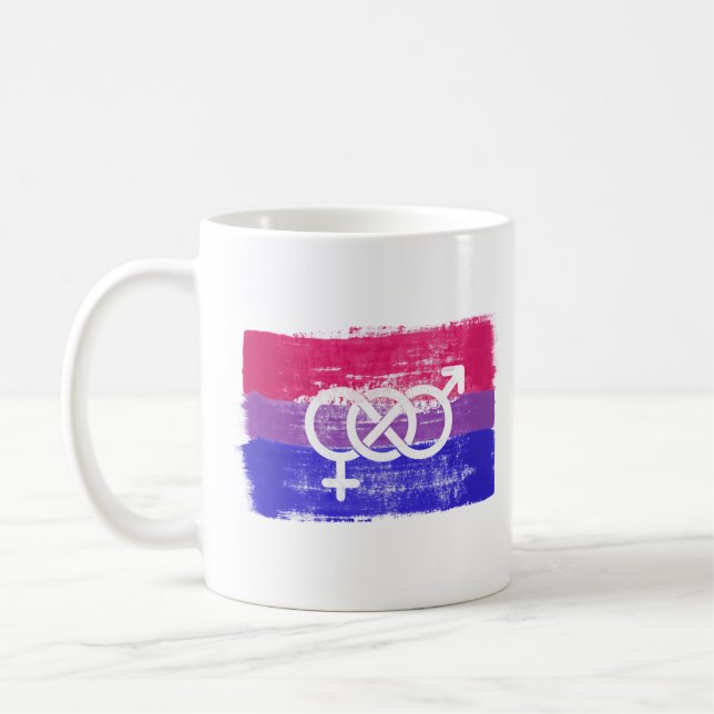 CANECA DE CAFÉ BANDEIRA DO ORGULHO SÍMBOLO BISSEXUAL PINTADA (Esquerda)