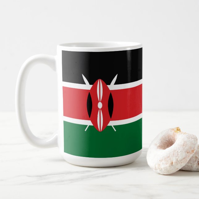 Caneca De Café bandeira do Quênia (Com Donut)
