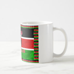 Caneca De Café Bandeira do Quênia: Tuko Pamoja - Design de Arte U