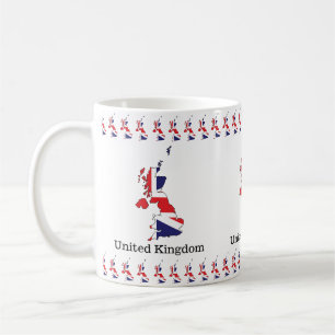 Caneca De Café Bandeira do Reino Unido Dentro do Design do Mapa -