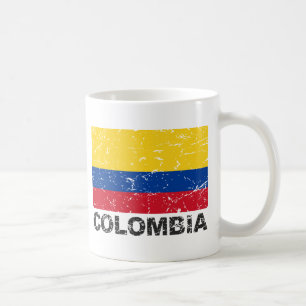 Caneca De Café Bandeira do vintage de Colômbia