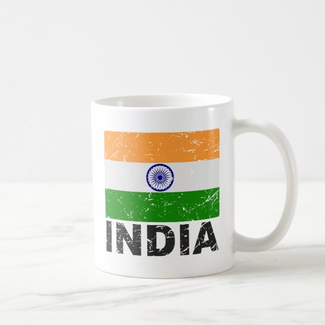 Caneca De Café Bandeira do vintage de India (Direita)