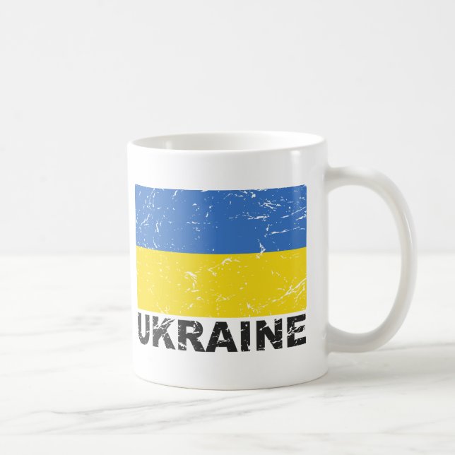 Caneca De Café Bandeira do vintage de Ucrânia (Direita)