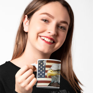 Caneca De Café Bandeira dos E.U. EUA do vintage com americano