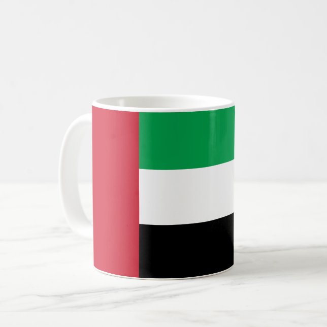 Caneca De Café Bandeira dos Emirados Árabes Unidos (Frente Esquerda)