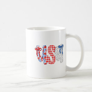 Caneca De Café Bandeira dos EUA 4 de Julho Coquette Laço Floral P