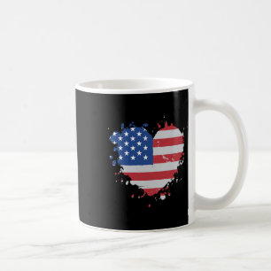 Caneca De Café Bandeira dos EUA Amor América Coração 4 de Julho A