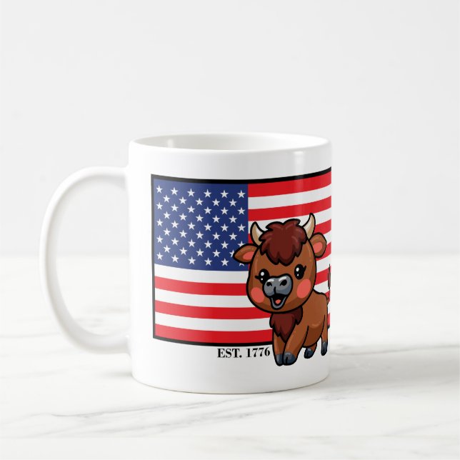 Caneca De Café Bandeira dos EUA com Bison EST 1776 (Esquerda)