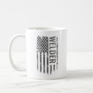 Caneca De Café Bandeira dos EUA de Soldador design distressed