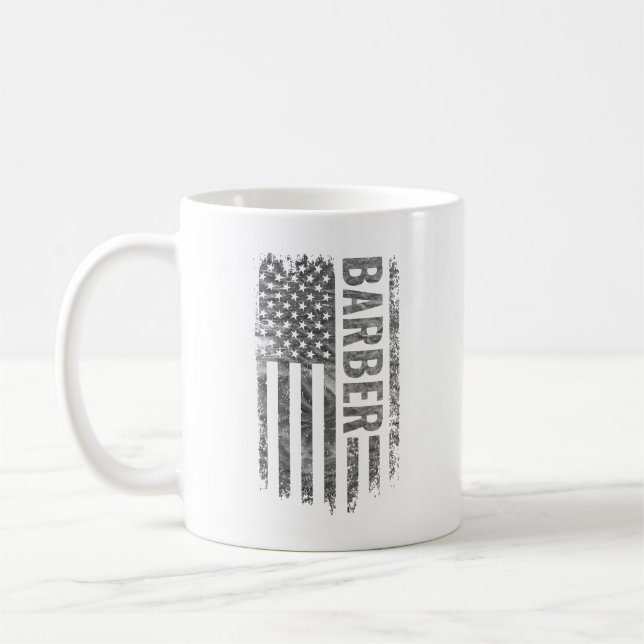 Caneca De Café Bandeira dos EUA desgastada design de barbeiro (Esquerda)
