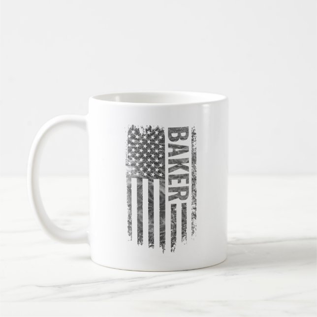 Caneca De Café Bandeira dos EUA design desgastado para padeiro (Esquerda)