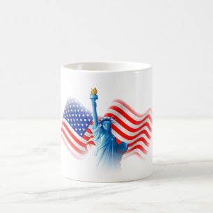 Caneca De Café Bandeira dos EUA em faixas de estrelas MUG e Sips: