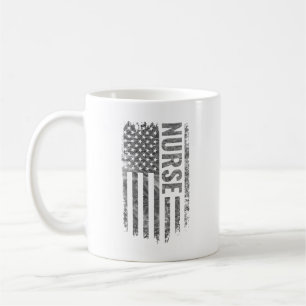 Caneca De Café Bandeira dos EUA Enfermeira design angustiado