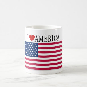 Caneca De Café Bandeira dos EUA Eu Amo América