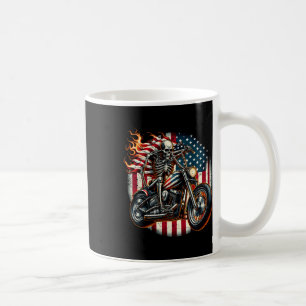 Caneca De Café Bandeira dos EUA Motocicleta Esqueleto Motociclist