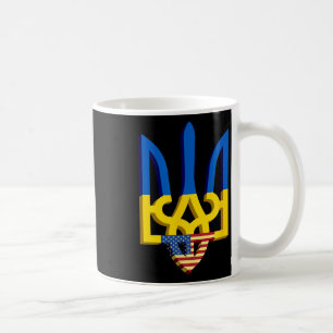 Caneca De Café Bandeira e Brasão de Armas da Ucrânia com Bandeira