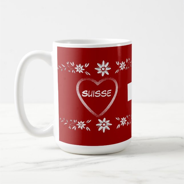 Caneca De Café Bandeira e edelweiss suíços (Esquerda)