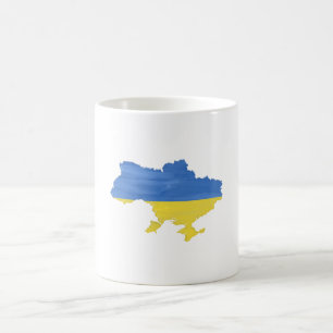 Caneca De Café Bandeira e mapa da Ucrânia