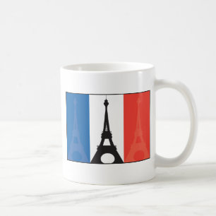 Caneca De Café Bandeira e torre Eiffel francesas