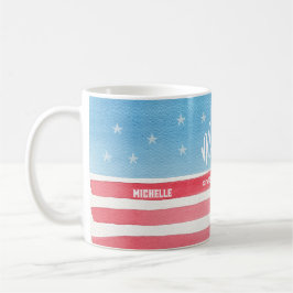 Caneca De Café Bandeira em Aquarela Moderna Patriótica