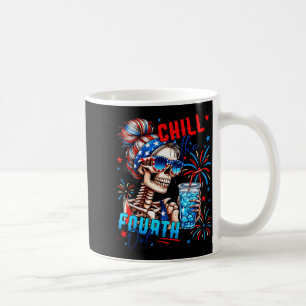 Caneca De Café Bandeira engraçada de esqueleto 4 de julho fofa re
