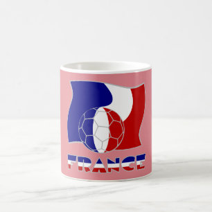 Caneca De Café Bandeira Francesa com Bola de Futebol Fundo Rosa