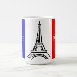 Caneca De Café Bandeira francesa e Design da Torre Eiffel