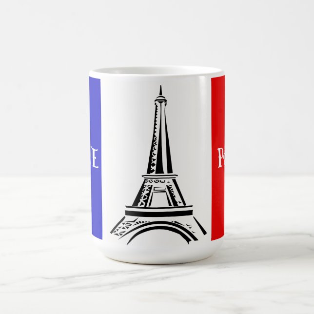 Caneca De Café Bandeira francesa e Design da Torre Eiffel (Centro)