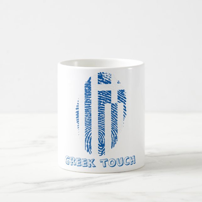 Caneca De Café Bandeira grega da impressão digital do toque (Centro)