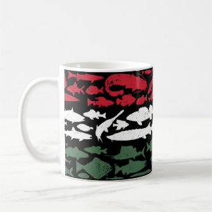 Caneca De Café Bandeira Húngara Feita de Peixe - Design de Pesca
