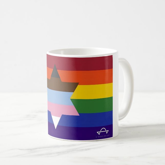 Caneca De Café Bandeira Inclusiva Judaica - Mug de Café (Frente Esquerda)