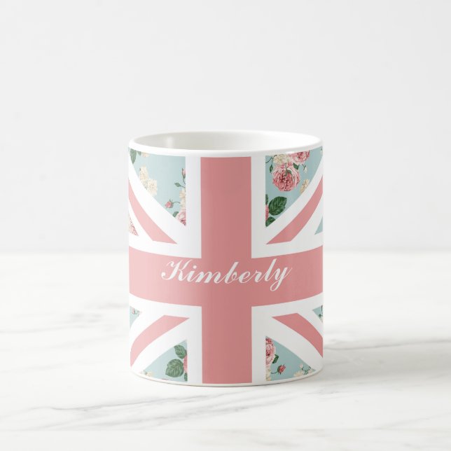 Caneca De Café Bandeira inglesa de Union Jack dos rosas (Centro)