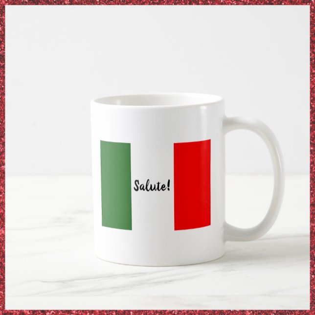 Caneca De Café Bandeira Italiana com Verde Branco Vermelho Salute (Criador carregado)
