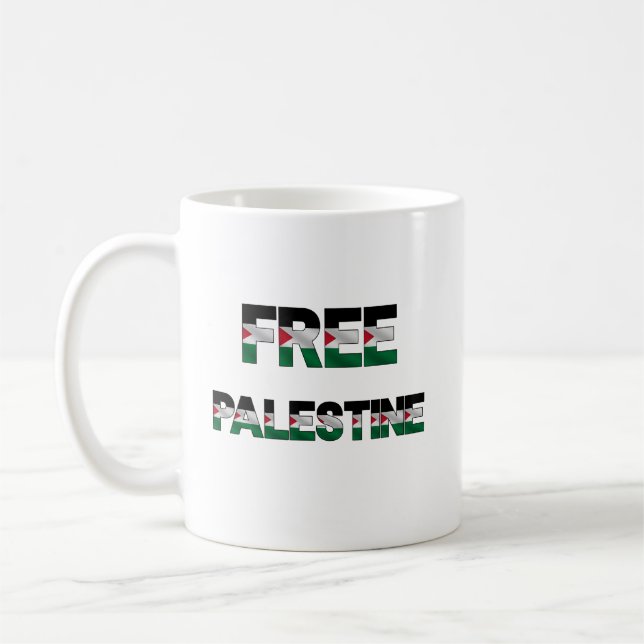 Caneca De Café Bandeira Livre da Palestina Cartas Orgulho de Unid (Esquerda)