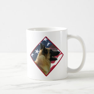 Caneca De Café Bandeira Malinois belga; Malinois 4 de julho, EUA