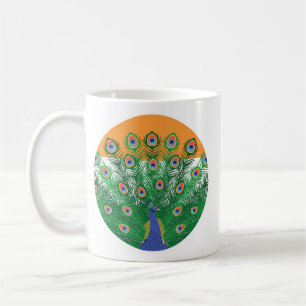 Caneca De Café Bandeira Nacional Indiana de Peafowl Índia