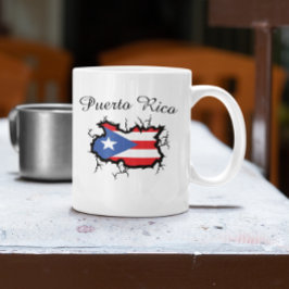 Caneca De Café Bandeira Nacional Mínima do Mapa de Porto Rico