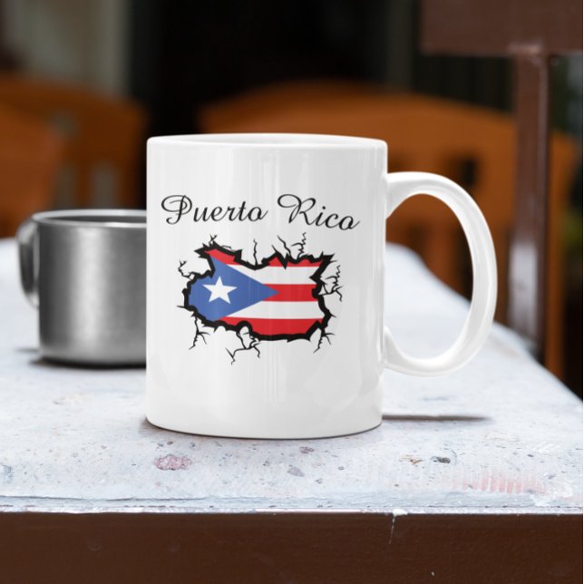 Caneca De Café Bandeira Nacional Mínima do Mapa de Porto Rico (Minimal Puerto Rico Map National Flag Coffee Mug)