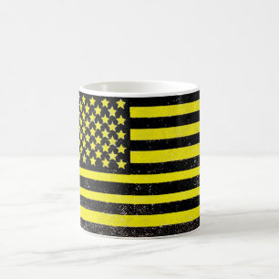 Caneca De Café Bandeira negra amarela-americana