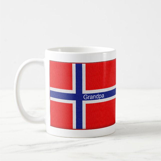 Caneca De Café Bandeira norueguesa vovô personalizado (Esquerda)