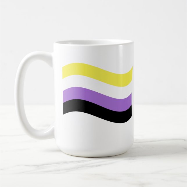 Caneca De Café Bandeira Ondulante Não Binária (Esquerda)
