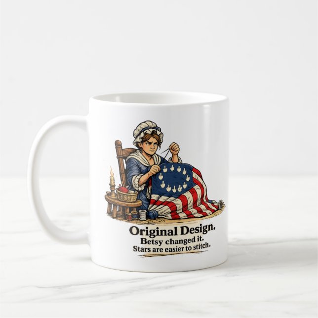 Caneca De Café Bandeira Original Desenhada Betsy Ross  (Esquerda)