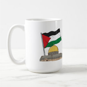 Caneca De Café Bandeira palestina acima do Domo da Mesquita Rock