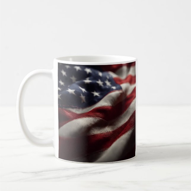 Caneca De Café bandeira patriótica americana a acenar (Esquerda)