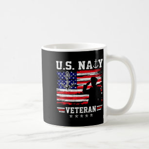Caneca De Café Bandeira patriótica do veterano naval dos EUA mari