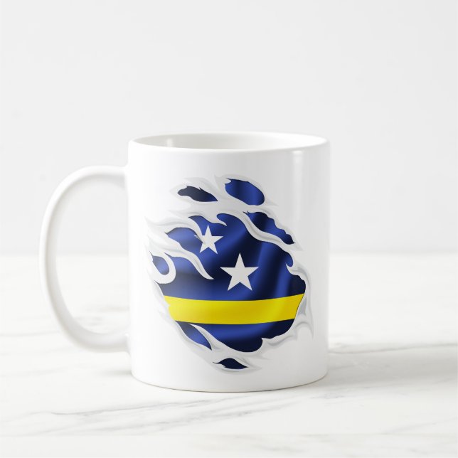 Caneca De Café Bandeira rasgada de Curaçao (Esquerda)
