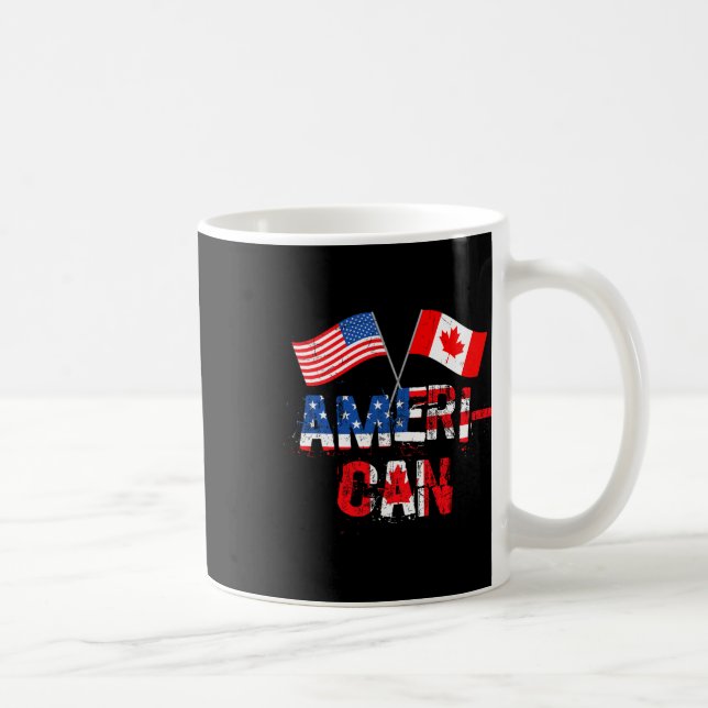 Caneca De Café Bandeira Retro Ameri-canadense EUA Patriótico Cana (Direita)